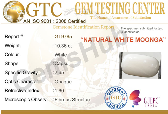 11.50 ratti/10.36 ct Natural Certified  White Coral/सफ़ेद मूंगा